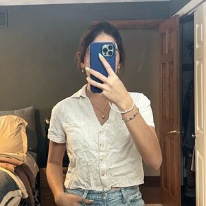 Love Notes White Button-Down Shirt